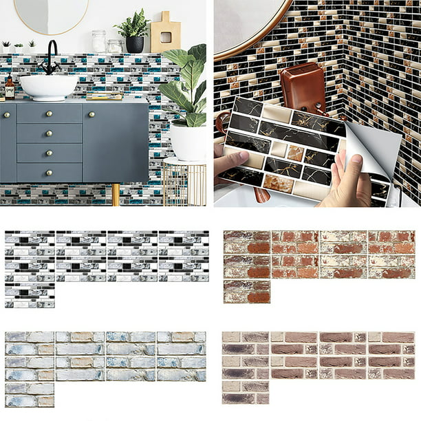3D Brick Wall Sticker Self-adhesive Tile Sticker Home Living Room Bedroom Decor